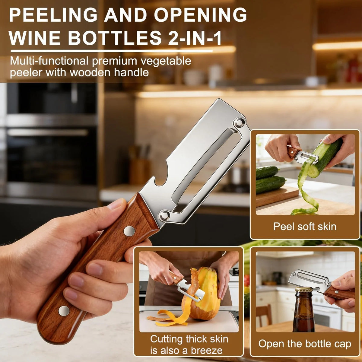 Multifunctional 3-in-1 Vegetable Peeler & Shredder (With Bottle Opener)
