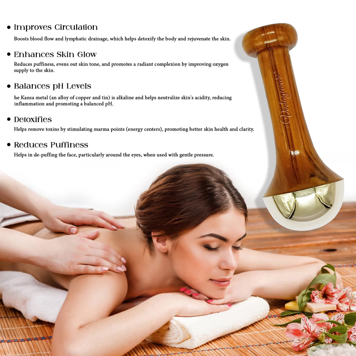 Kansa Massager for Face & Body – Natural Ayurvedic Bronze Massage Tool