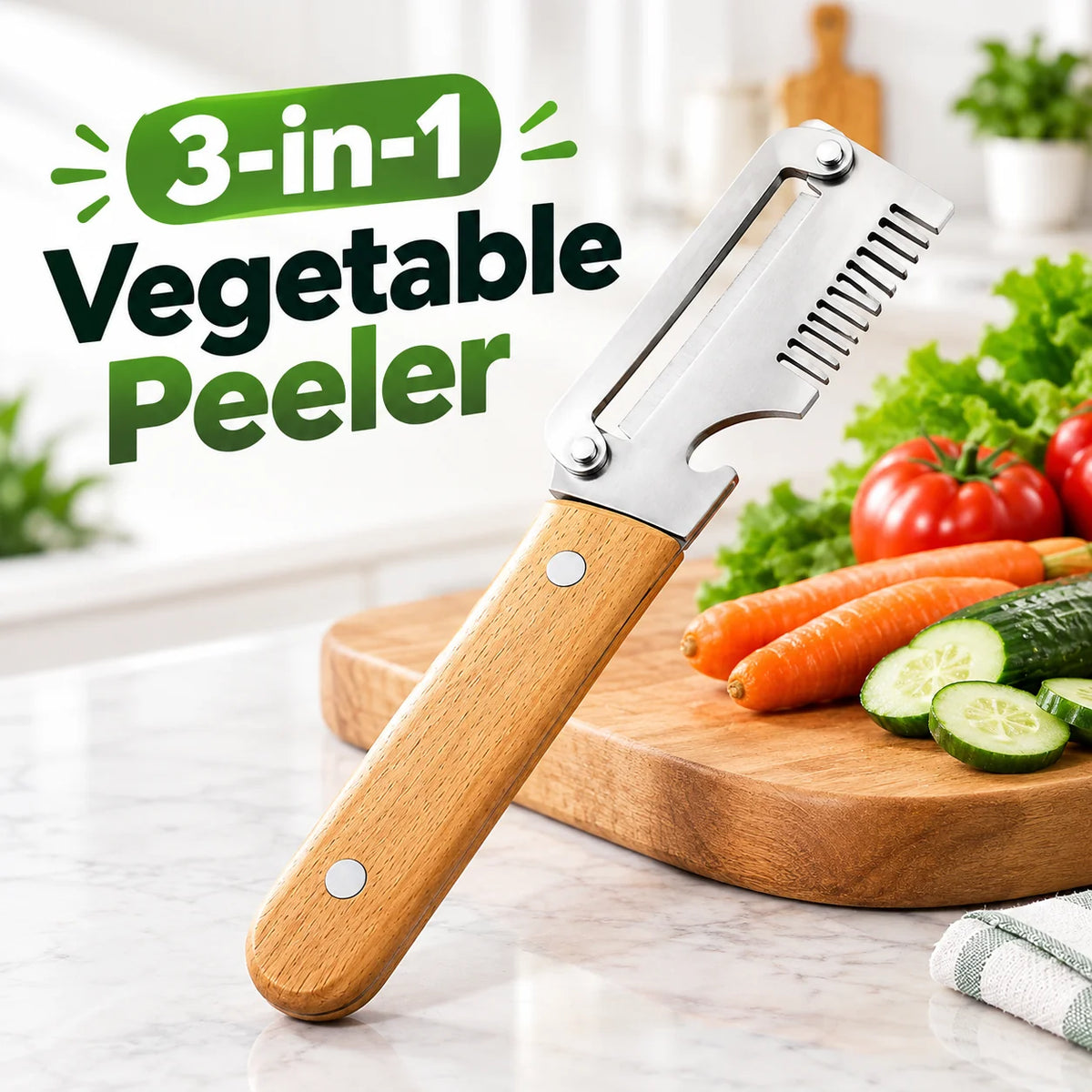 Multifunctional 3-in-1 Vegetable Peeler & Shredder (With Bottle Opener)