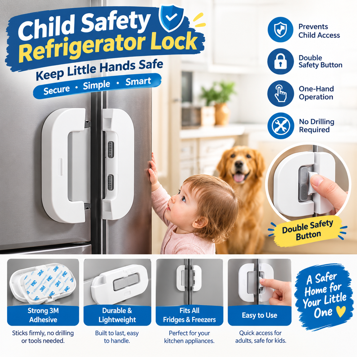 Child Safety Refrigerator Lock – Self-Adhesive Fridge & Freezer Lock