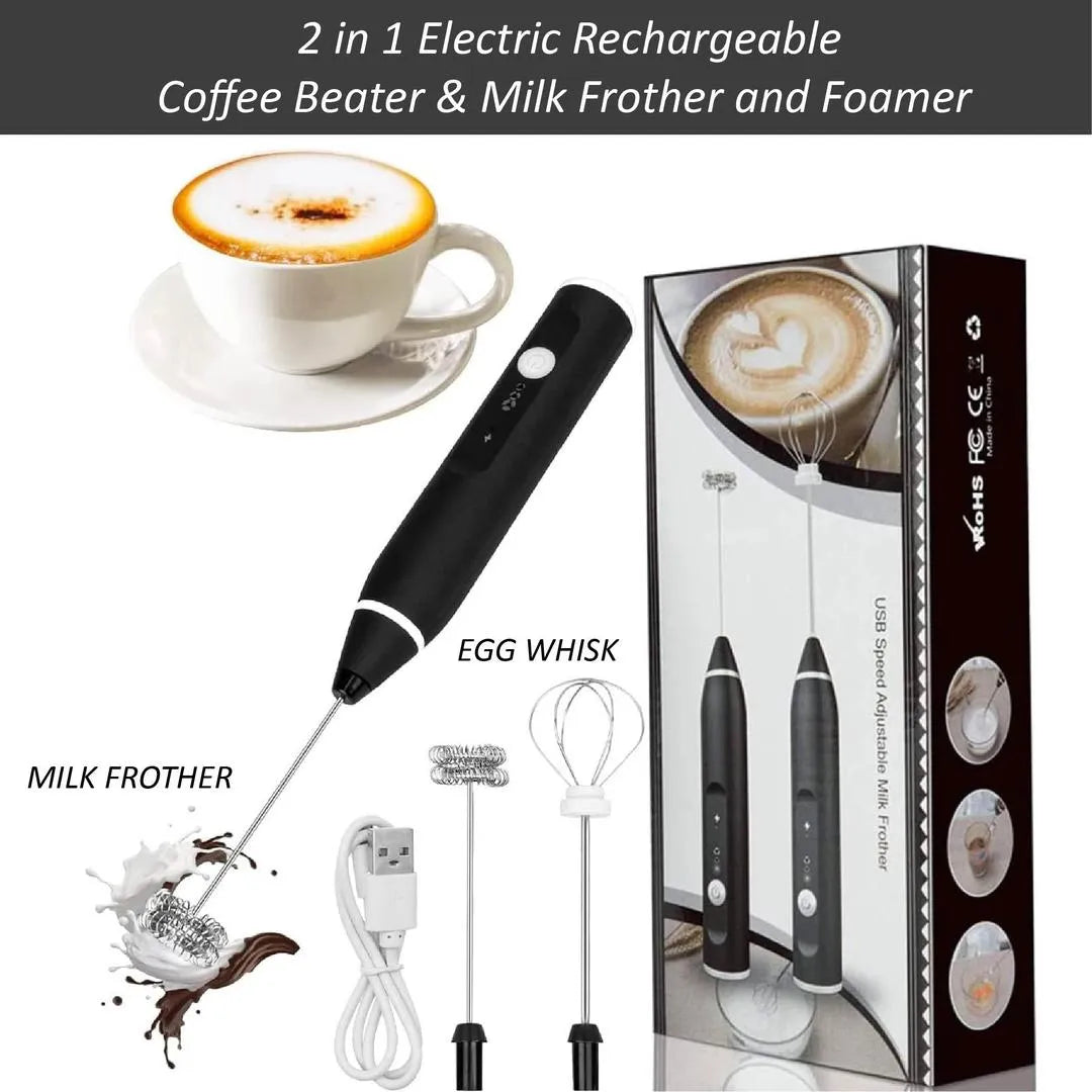 Electric Coffee Beater – USB Rechargeable Milk Frother & Egg Whisk