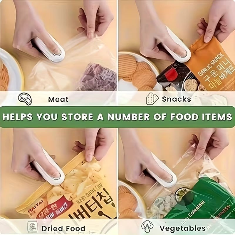 Mini Heat Sealing Machine – 2-in-1 USB Food Bag Cutter & Sealer
