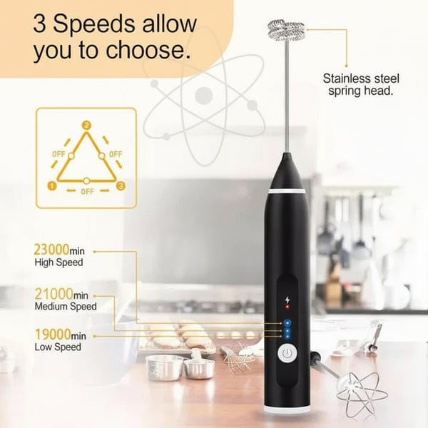 Electric Coffee Beater – USB Rechargeable Milk Frother & Egg Whisk