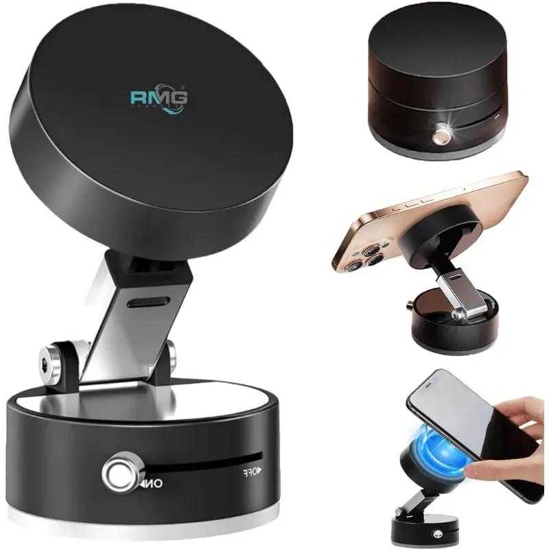 Double-Sided Vacuum Magnetic Phone Holder – 360° Rotating Foldable Suction Mount