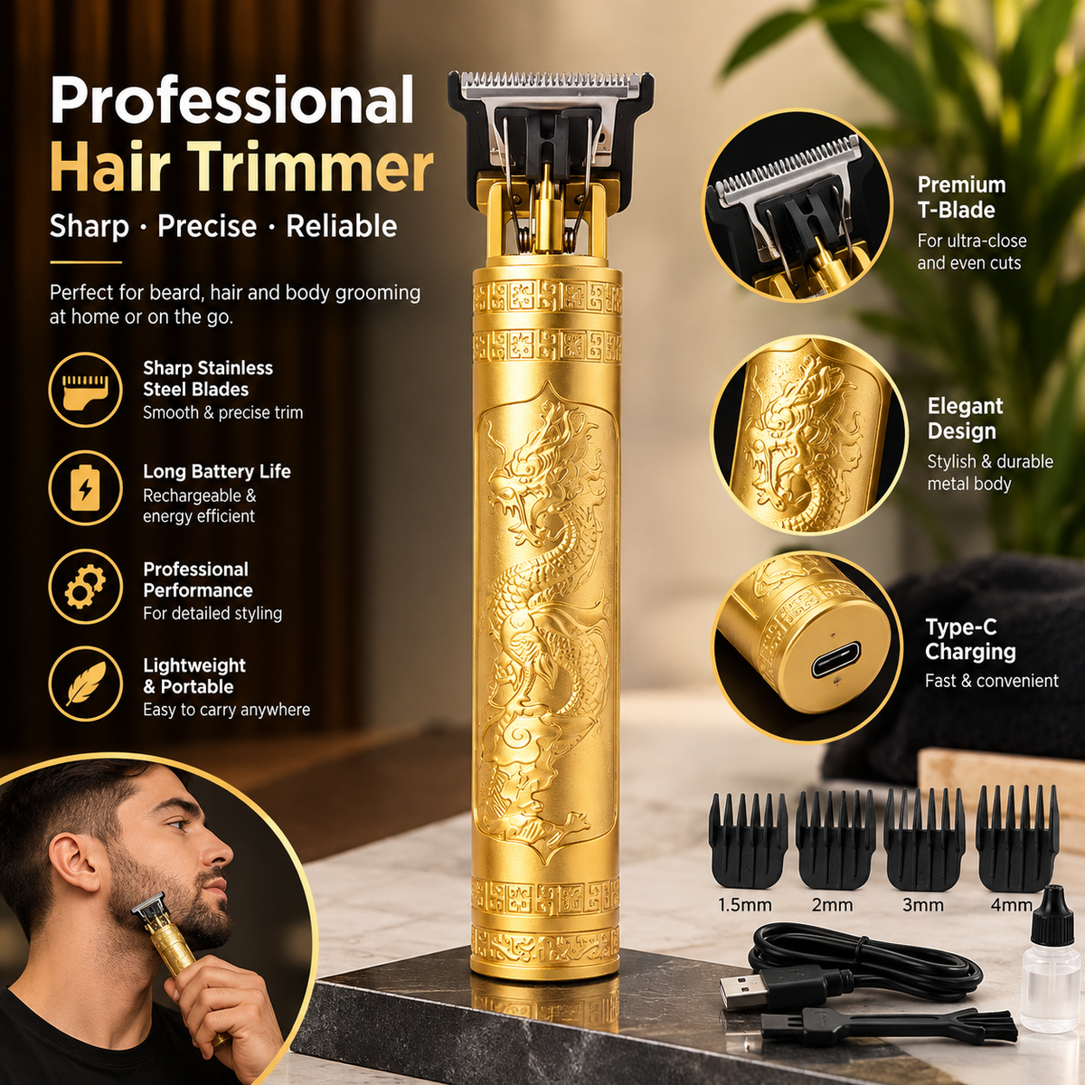 T9 Trimmer – Professional Cordless Hair Clipper & Beard Trimmer