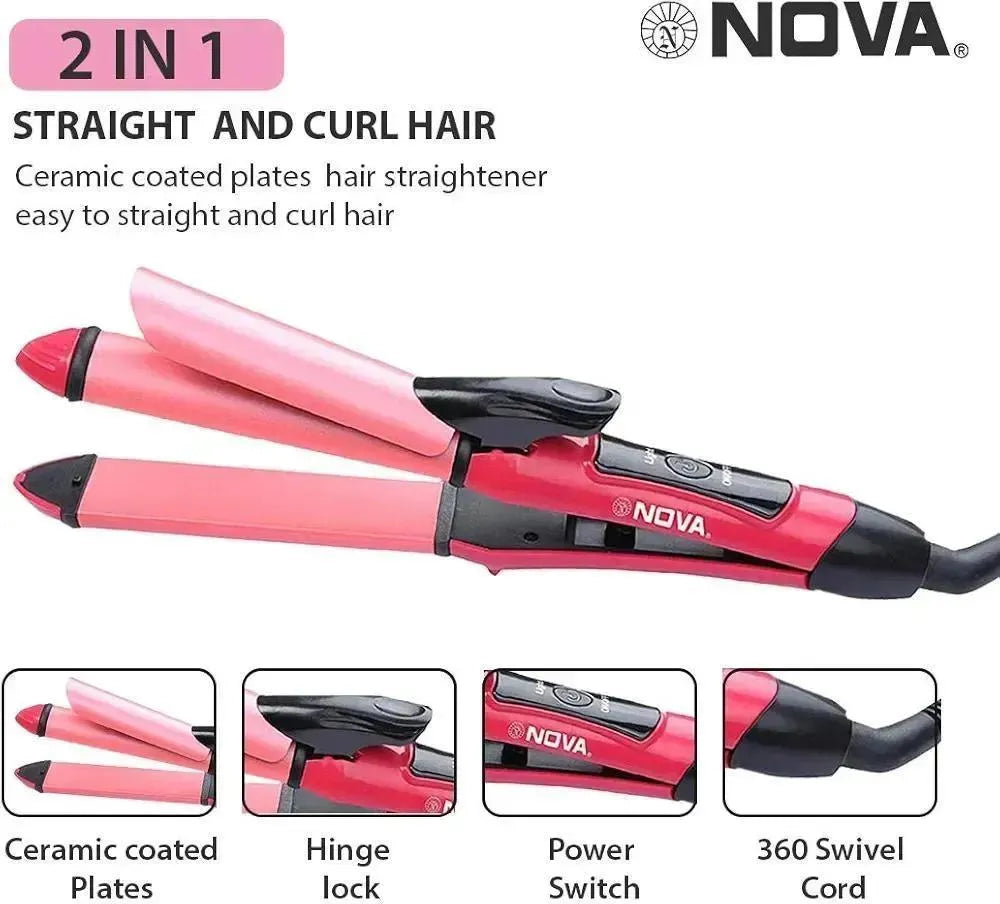 Pink 2-in-1 Hair Dryer with Curler