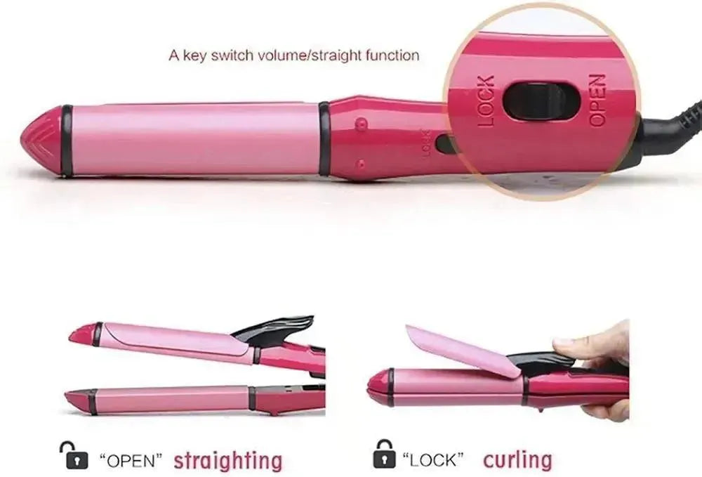 Pink 2-in-1 Hair Dryer with Curler