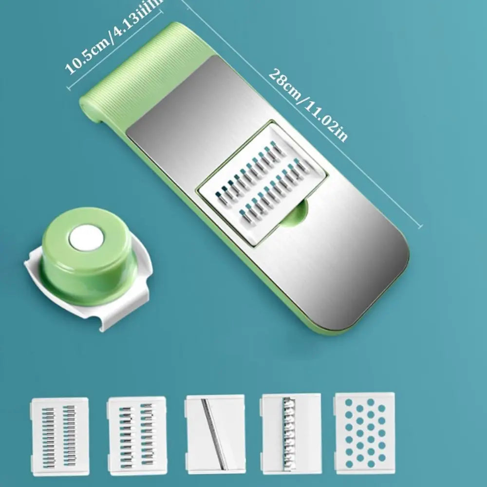 5-in-1 Vegetable Slicer & Grater – Adjustable Mandoline Cutter with Interchangeable Blades