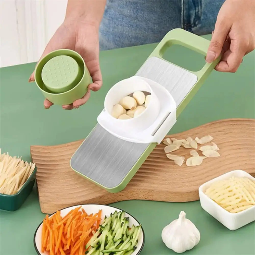5-in-1 Vegetable Slicer & Grater – Adjustable Mandoline Cutter with Interchangeable Blades