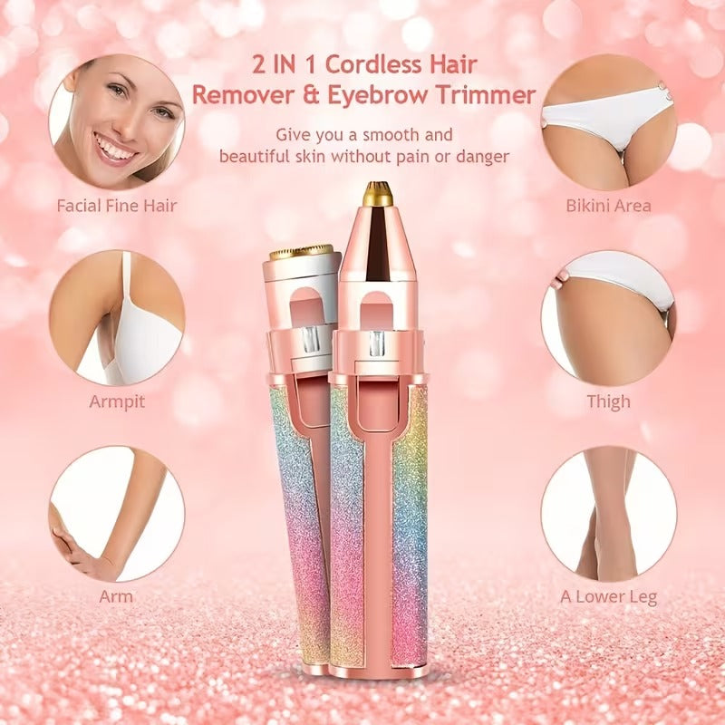 2-in-1 Flawless Eyebrow Trimmer – USB Rechargeable Facial Hair Remover