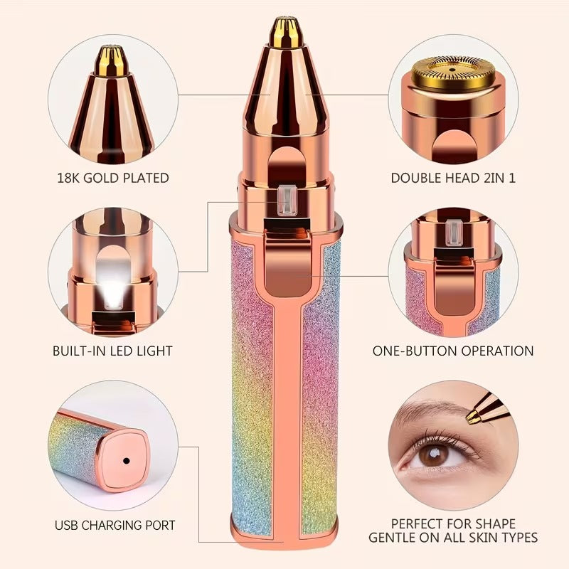 2-in-1 Flawless Eyebrow Trimmer – USB Rechargeable Facial Hair Remover